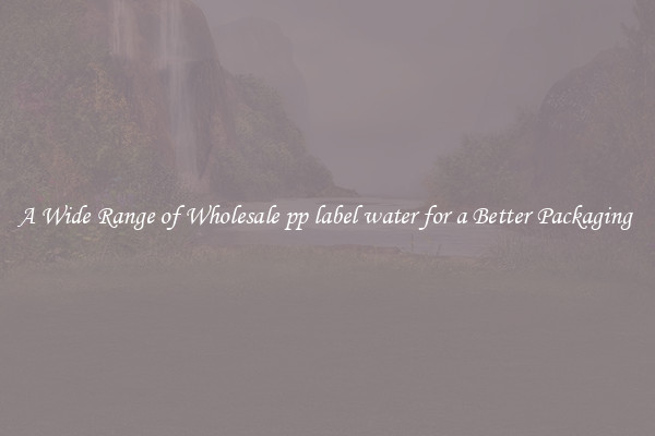 A Wide Range of Wholesale pp label water for a Better Packaging 